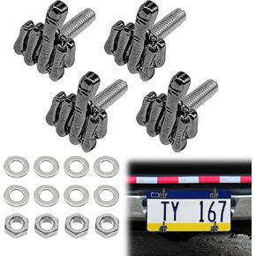 License Plate Bolts, 4 pcs Universal Finger Style Stainless Steel License Plate Screw Kit Car Tag Screw Fasteners Kit for Motorcycle Chopper Car Tag Frame Windshield Trim(Black)