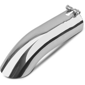 3 inch Inlet Curved Exhaust Tip, 3" Outlet 12" Overall Length Stainless Steel Turn Down Exhaust Tail Pipe, Bolt-On,Sleek Angle Cut, Polished Tailpipe, Silvery﻿