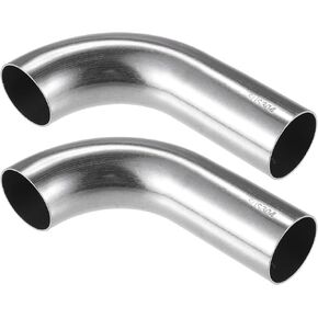2 Pcs Bend Elbow Pipe Tube, 1.25" OD 4.72" 2.56" Leg 90 Degree DIY Exhaust Pipe Intercooler Air Intake Tube Universal for Car Truck Durable 304 Stainless Steel Silver Tone