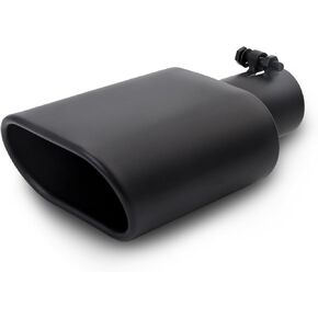 A-KARCK Rectangle Exhaust Tip 2.5" Inlet, Black Coating Square Exhaust Tailpipe Tip 3" x 5.5" Outlet 9.5" Long Blot on Design Easy Installation