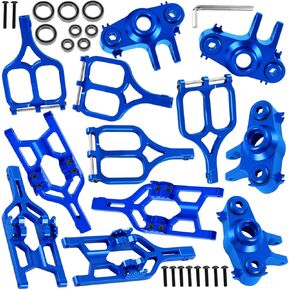 RC Aluminum Suspension Arms & Caster Block,Steering Blocks,Rear Stub Axle Carriers Upgrades Part for 1/10 E-Maxx T-Maxx,Red,Replace Part#5131R #5132R