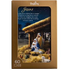 DaySpring - The Christmas Story - 4 Design Assortment with Scripture - 60 Bulk Christmas Boxed Cards & Envelopes (J9695)