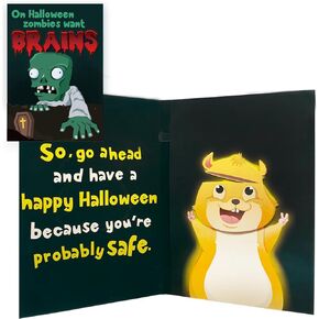 3D Pop Up Trick Or Treat Pumpkin Halloween Card, with light and music, For Kids, Friend, Boyfriend, Girlfriend, Husband, Him, Women - Skull, Ghost, Envelope