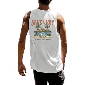 Men's Summer Tank Top Graphic Crewneck Sleeveless Tank T-Shirt Workout Gym Muscle Tank Undershirt