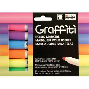 Uchida of America 560-6C Graffiti Fabric Marker Fluorescent Set