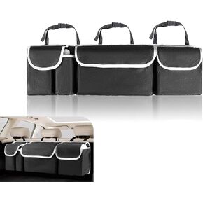 1 PC Car Trunk Storage Bag, 35" x 10.2" x 3.7" Multi-pocket Multi-function Classification Organizer, Oxford Cloth Wear-resistant Adjustable Seat Back Hanging Bag, Universal for Car (Black)