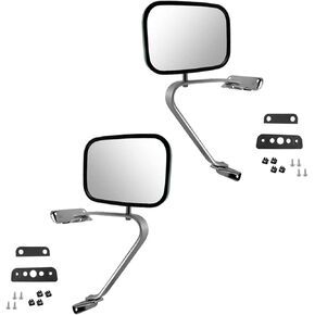 Driver & Passenger Side Mirror Set with Stainless Steel Housing Compatible with 1987-1991 Ford Bronco 1980-1991 F-150 FO1320106 FO1320234 FO1321106 FO1321234