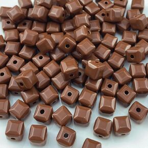 Jmassyang 120 Pieces 7mm Pastel Acrylic Cube Beads Candy Color Square Spacer Beads with Hole Pony Beads for DIY Crafts Jewelry Making Bracelets Necklaces Earrings Wind Chimes Suncatcher(Beige)