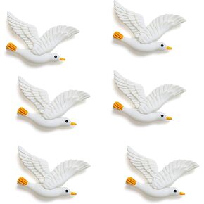6Pcs Seagull Bird Embellishment Cabochons Resin,Beachy Decor,Lighthouse Decorating,Dollhouse Decor,Mini Animals