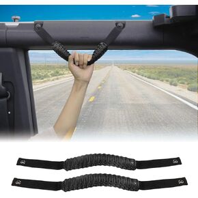 Bronco Grab Handles, 2 x Roll Bar Grab Handles Grip Handle for 2021 2022 Ford Bronco Accessories Car Roof Handle Rope Interior Accessories (Black)