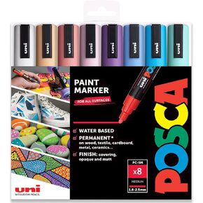 posca Uni-Ball PC-5M Paint Marker Art Pens - 1.8-2.5mm - Nebula Set of 8 Pens in Gift Box