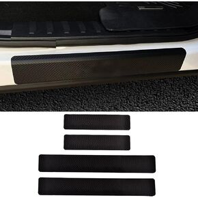 4pcs Car Door Sill Protector Carbon Fiber Texture Stickers Car Door Sill Decoration Decal Compatible with Ford F250 Super Duty、 Ford F350 Super Duty and Ford F450 Super Duty (4x4 Offroad Style 1)
