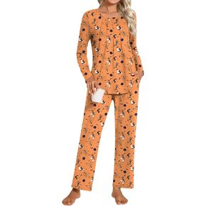 Womens 2024 Fall Casual 2 Piece Pajama Sets, Loungewear Sleepwear Ladies Pjs Sets