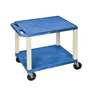 LUXOR WT26BU 26"H AV Cart - Two Shelves - Putty Legs, 4" Silent-Roll, Full-Swivel Heavy-Duty Casters, Two with Locking Brake, Multipurpose Storage for Video Projector, TV, Laptop, Printer Stand