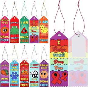 60 Pcs Red Ribbon Week Award Ribbons Bulk Drug Free Participant Award Ribbon Red Ribbon Participant Medal Ribbons with Card and Rope for Red Ribbon Week School Office Drug Prevention Favors in Saudi Arabia
