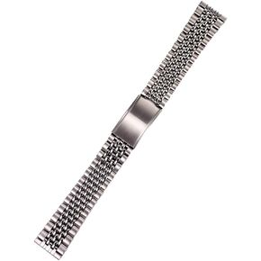 316L Stainless Steel Silver Gold Rare Vintage 18mm 19mm 20mm Beads of Rice Classic Flat Watch Band Bracelet, Vintage 2 tone gold Hollow Watch Band Fit For Omeaga 1960s-1970s SKX Watch