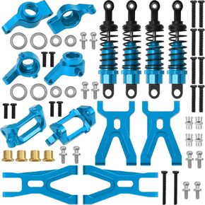Aluminum Steering Knuckles Kit Swing Arm A-Arms & Shock Absorbers Compatible with Wltoys 1/18 A949 A959 A969 A979 K929 RC Car (Red)