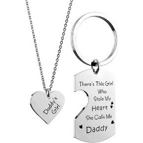 Daddy's Girl Mommy's World 3 Piece Keychain Necklace,Key Ring Set 3 Gifts Family Jewelry for Dad Mom and Daughter,Key chain Jewelry Gifts From Father Mother Daughter.