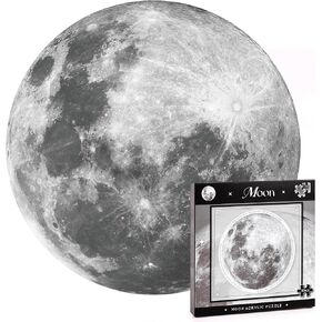 50 Pieces Moon Jigsaw Puzzles, Acrylic Space Picture Frame, Telescope Planet Close-Up Round Puzzle, Desktop Home Work Decor Vertical Puzzle, Phase of Moon High Resolution for Women Adults Teens 14+