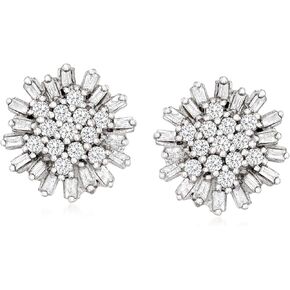Ross-Simons 0.75 ct. t.w. Diamond Cluster Earrings in Sterling Silver