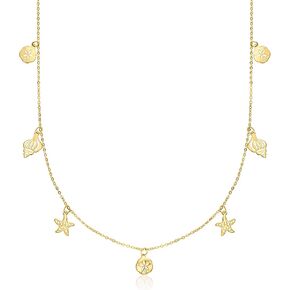 RS Pure by Ross-Simons Italian 14kt Yellow Gold Sea Life Station Necklace. 16 inches
