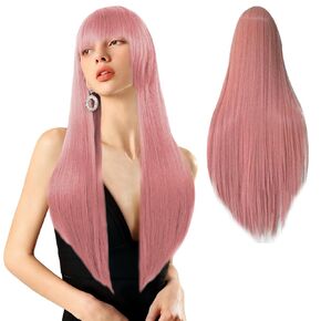 32"/80CM Long White Wig for Women Long White Cosplay Wig Straight Wig Synthetic White Cosplay Wig for Halloween Party
