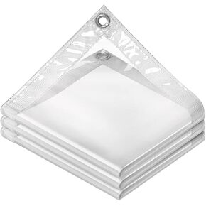 7x9 Ft Clear Vinyl Enclosure Tarp - 12 Mil Heavy Duty Waterproof with Grommets for Windproof Outdoor Use on Terrace, Porch, Gazebo - PVC Clear Curtain Tarp