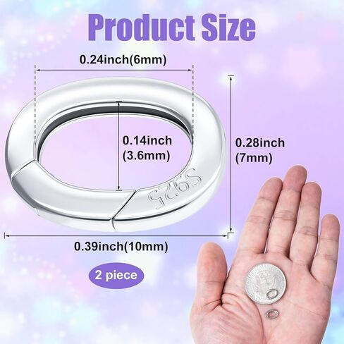 Joez Wonderful 925 Sterling Silver Oval Clasp, Lobster Clasp and Closures, Necklace Enhancer Connector, Spring Ring Clasp Pearl Necklace Shortener for Jewelry Making (4 Pcs) in Kuwait