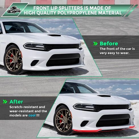 Front Bumper Lip Splitter Protector Cover Compatible with Dodge Charger Hellcat 2015-2021 SRT 392 / Scat Pack/RT Scat Pack/GT/RT, Red in Saudi Arabia