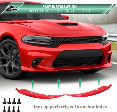 Front Bumper Lip Splitter Protector Cover Compatible with Dodge Charger Hellcat 2015-2021 SRT 392 / Scat Pack/RT Scat Pack/GT/RT, Red in Saudi Arabia