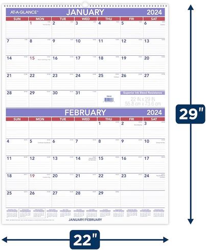 تقويم حائط AT-A-GLANCE 2025، مقاس 22 بوصة × 29 بوصة، كبير، مرجع لمدة شهرين (PM92825) in Saudi Arabia