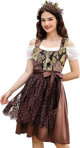 KOJOOIN Women 3 Pieces Bavarian Oktoberfest Costumes Traditional Vintage German Dirndl Dress in Saudi Arabia