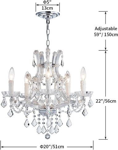 SM SAINT MOSSI 4 Light Crystal Maria Therese Chandelier Light Fixture,Modern Chandelier Crystal Chandelier for Bedroom,Dining Room,Living Room,H 17 in x W 18 in W/ Adjustable Chain in Kuwait
