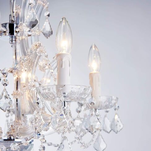 SM SAINT MOSSI 4 Light Crystal Maria Therese Chandelier Light Fixture,Modern Chandelier Crystal Chandelier for Bedroom,Dining Room,Living Room,H 17 in x W 18 in W/ Adjustable Chain in Kuwait