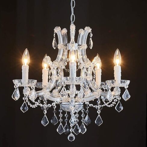 SM SAINT MOSSI 4 Light Crystal Maria Therese Chandelier Light Fixture,Modern Chandelier Crystal Chandelier for Bedroom,Dining Room,Living Room,H 17 in x W 18 in W/ Adjustable Chain in Kuwait