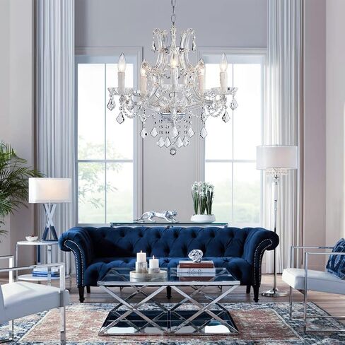 SM SAINT MOSSI 4 Light Crystal Maria Therese Chandelier Light Fixture,Modern Chandelier Crystal Chandelier for Bedroom,Dining Room,Living Room,H 17 in x W 18 in W/ Adjustable Chain in Kuwait