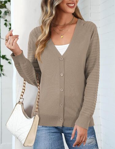 REDHOTYPE Women's Cardigan Sweaters Fashion Button Down Open Front Long Sleeve V Neck Lightweight Cardigans For Women in Saudi Arabia