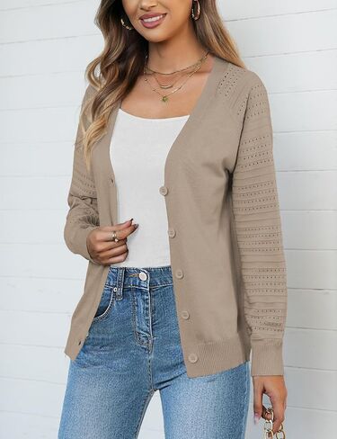 REDHOTYPE Women's Cardigan Sweaters Fashion Button Down Open Front Long Sleeve V Neck Lightweight Cardigans For Women in Saudi Arabia