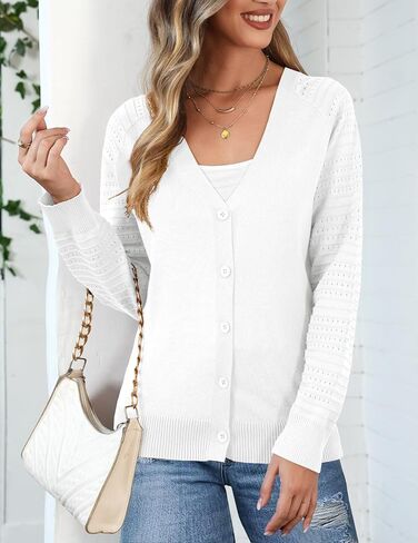 REDHOTYPE Women's Cardigan Sweaters Fashion Button Down Open Front Long Sleeve V Neck Lightweight Cardigans For Women in Saudi Arabia
