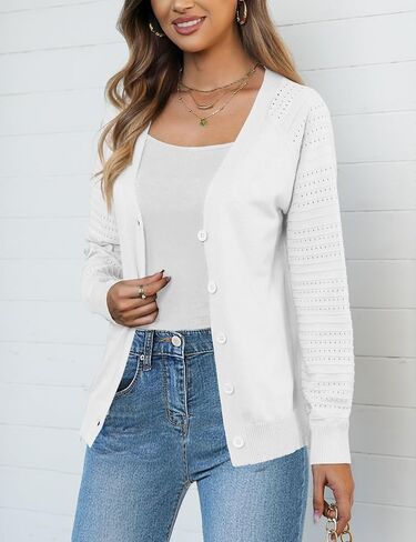 REDHOTYPE Women's Cardigan Sweaters Fashion Button Down Open Front Long Sleeve V Neck Lightweight Cardigans For Women in Saudi Arabia