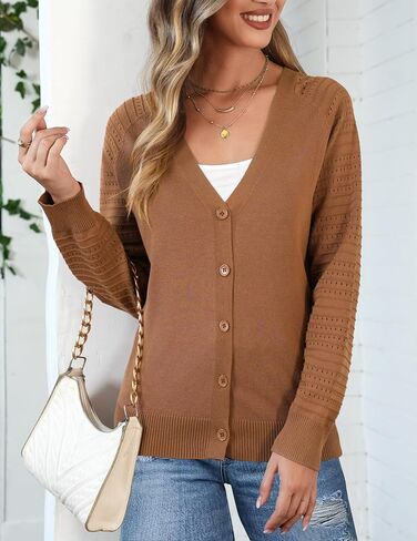 REDHOTYPE Women's Cardigan Sweaters Fashion Button Down Open Front Long Sleeve V Neck Lightweight Cardigans For Women in Saudi Arabia