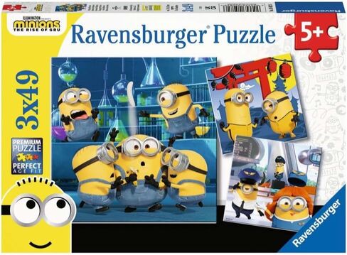 Ravensburger Funny Minions 3x49 Piece Jigsaw Puzzle Set for Kids - 05082 - Every Piece is Unique, Pieces Fit Together Perfectly in Saudi Arabia