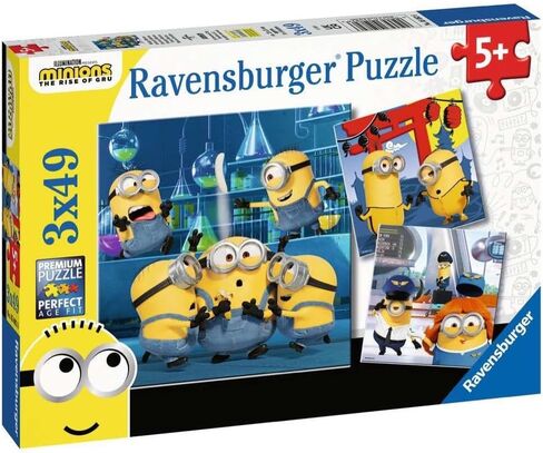 Ravensburger Funny Minions 3x49 Piece Jigsaw Puzzle Set for Kids - 05082 - Every Piece is Unique, Pieces Fit Together Perfectly in Saudi Arabia