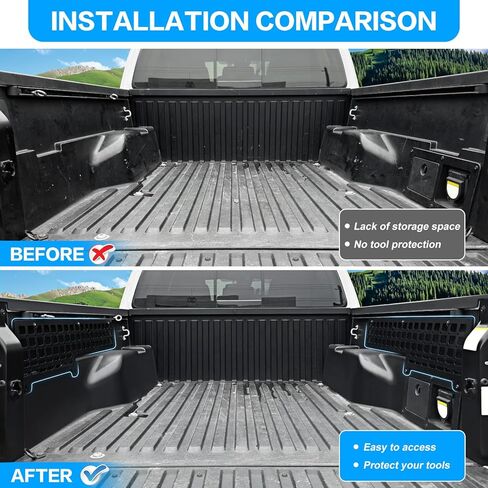 متوافق مع Toyota Tacoma Side Storage Molle Panel Metal Trunk Bed Storage for 2005-2023 Tacoma 5ft Short Bed Accessories (لوحة جانبية) in Kuwait
