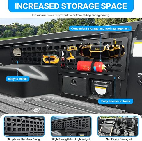 متوافق مع Toyota Tacoma Side Storage Molle Panel Metal Trunk Bed Storage for 2005-2023 Tacoma 5ft Short Bed Accessories (لوحة جانبية) in Kuwait
