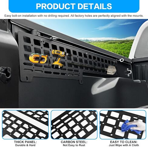 متوافق مع Toyota Tacoma Side Storage Molle Panel Metal Trunk Bed Storage for 2005-2023 Tacoma 5ft Short Bed Accessories (لوحة جانبية) in Kuwait