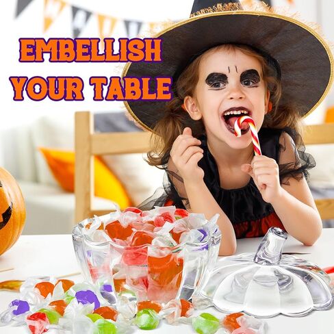 مجموعة 6 قطع من جرة حلوى اليقطين الزجاجية من تيسكو، وعاء حلوى اليقطين مع غطاء للهالوين، تتضمن جرة اليقطين مع غطاء، وأوراق القيقب وخيوط خفيفة لتزيين المنزل في عيد الهالوين وعيد الشكر، 70 جم in Kuwait