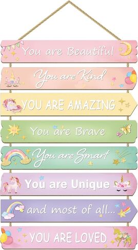 Girls Room Decor Unicorn Room Decor for Girls Bedroom Inspirational Wall Art for Kids Rainbow Wall Decorations Little Girl Toddler Room Wood Sign Nursery Room Decor (unicorn-rainbow) in Kuwait