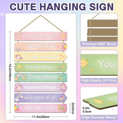 Girls Room Decor Unicorn Room Decor for Girls Bedroom Inspirational Wall Art for Kids Rainbow Wall Decorations Little Girl Toddler Room Wood Sign Nursery Room Decor (unicorn-rainbow) in Kuwait