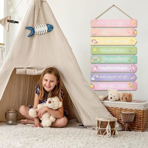 Girls Room Decor Unicorn Room Decor for Girls Bedroom Inspirational Wall Art for Kids Rainbow Wall Decorations Little Girl Toddler Room Wood Sign Nursery Room Decor (unicorn-rainbow) in Kuwait